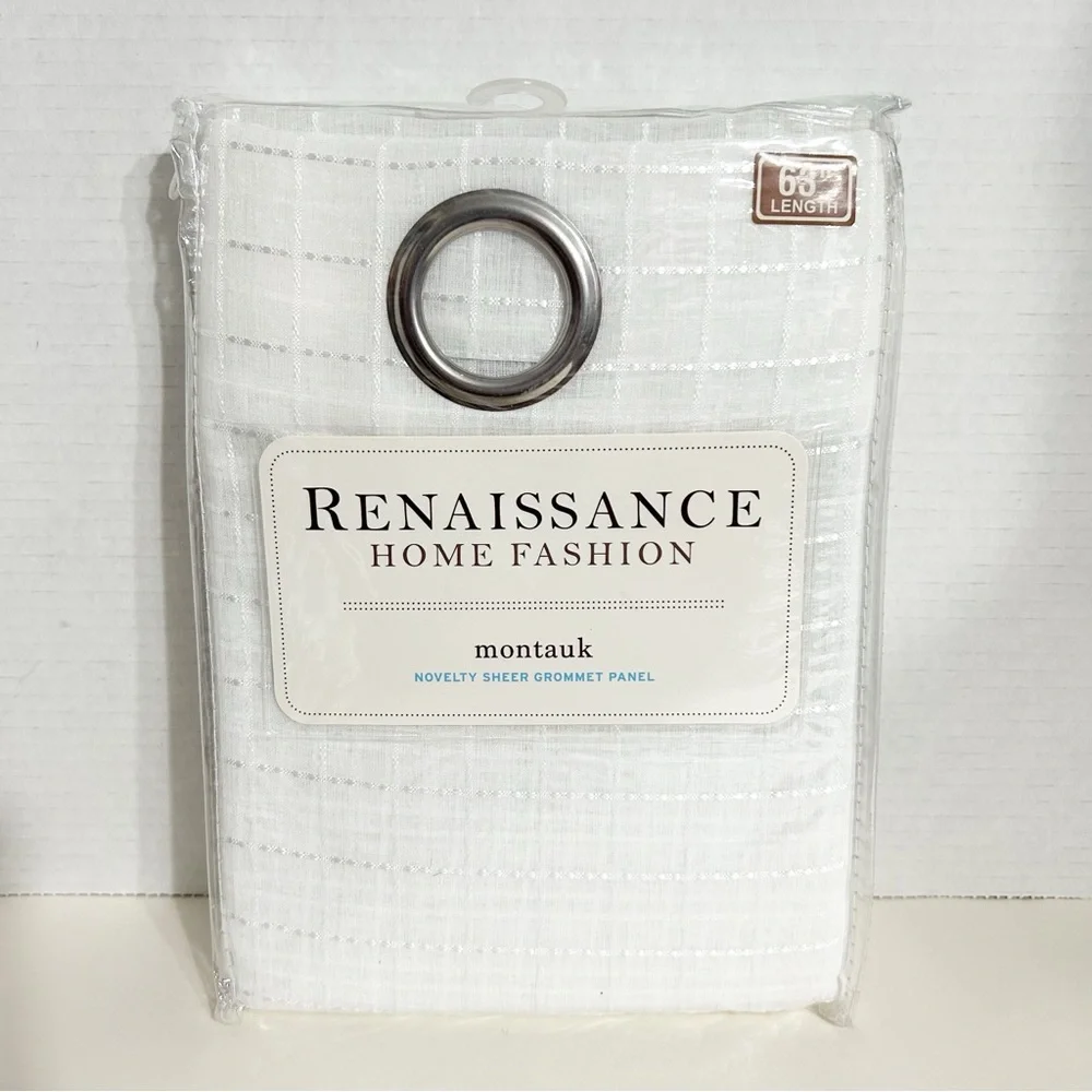 NWT Renaissance Home Fashion Montauk Novelty Sheer Grommet Panel White 53” x 63”